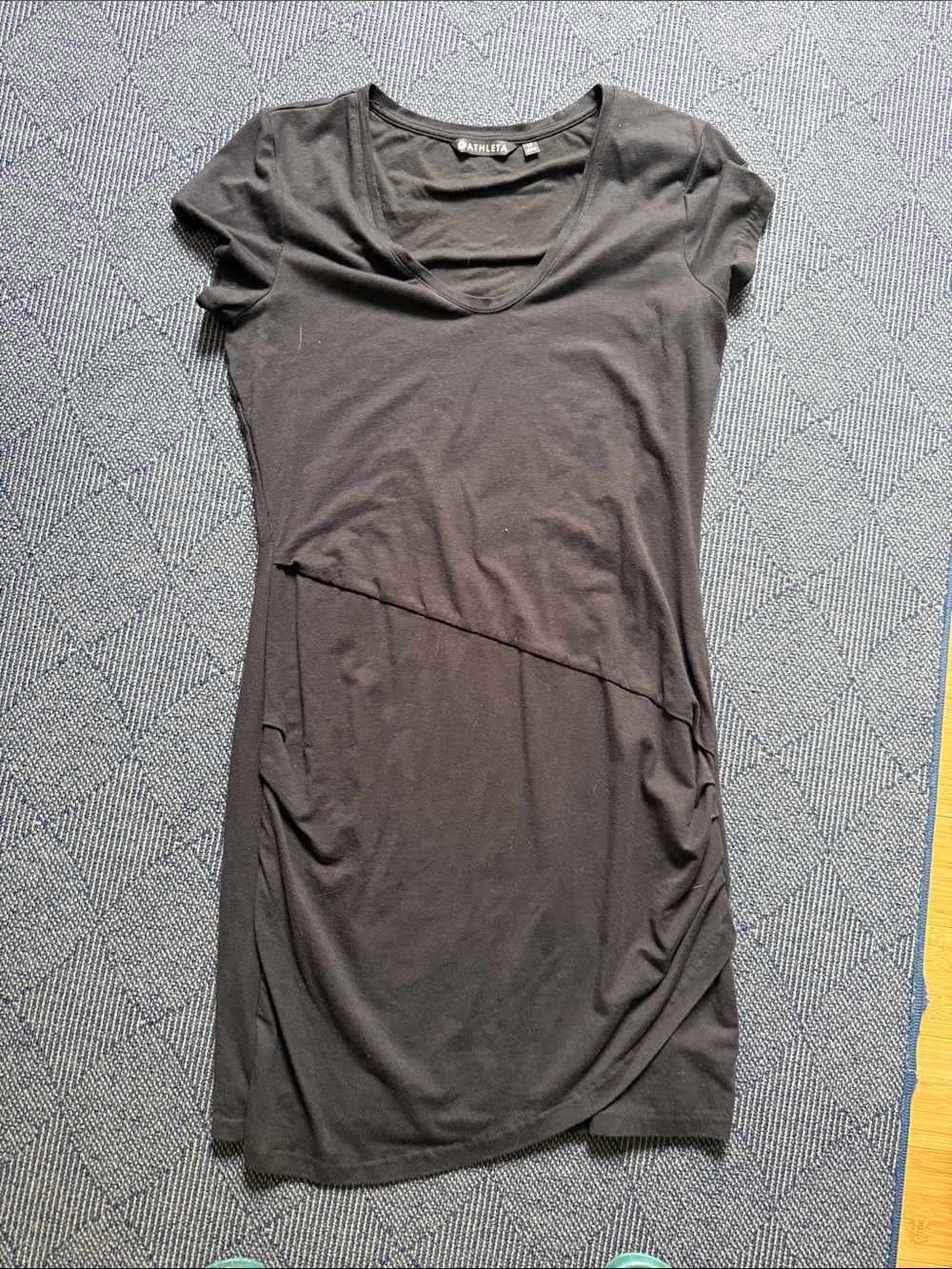Athleta Black Scoop Neck Mini Dress with Diagonal Seam